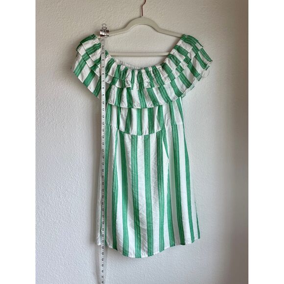 NWT Lulus Persephone White & Green Striped Off the Shoulder Ruffle Dress Size S - Picture 13 of 16